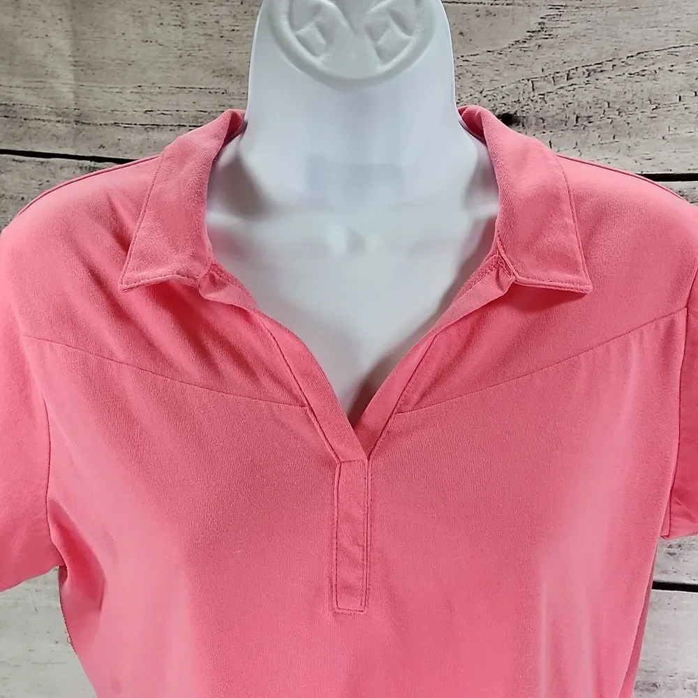 🐞Columbia Pink Omni-Freeze Collared Vneck Short Sleeve Top Medium